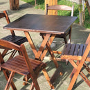 Conjunto Mesa Plegable 70x70 con 4 Sillas – Retráctil Imbuia