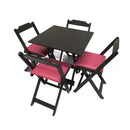 Conjunto Mesa Plegable 70x70 con 4 Sillas Acolchonadas – Rosa