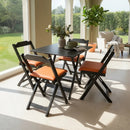 Conjunto Mesa Plegable 70x70 con 4 Sillas Acolchonadas – Naranja