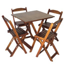 Conjunto Mesa Plegable 70x70 con 4 Sillas – Retráctil Imbuia